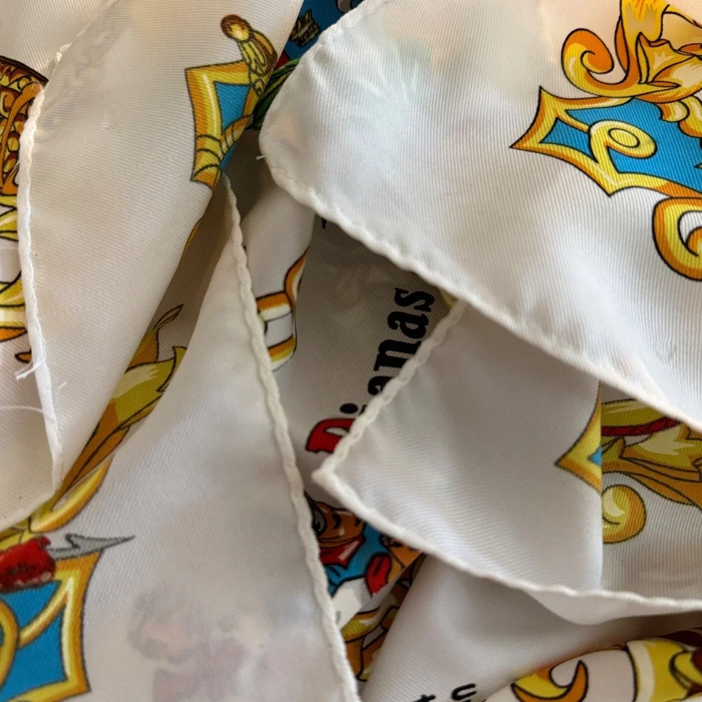 Vintage Dianas de San Fermin Pamplona Bull Run Scarf White Square